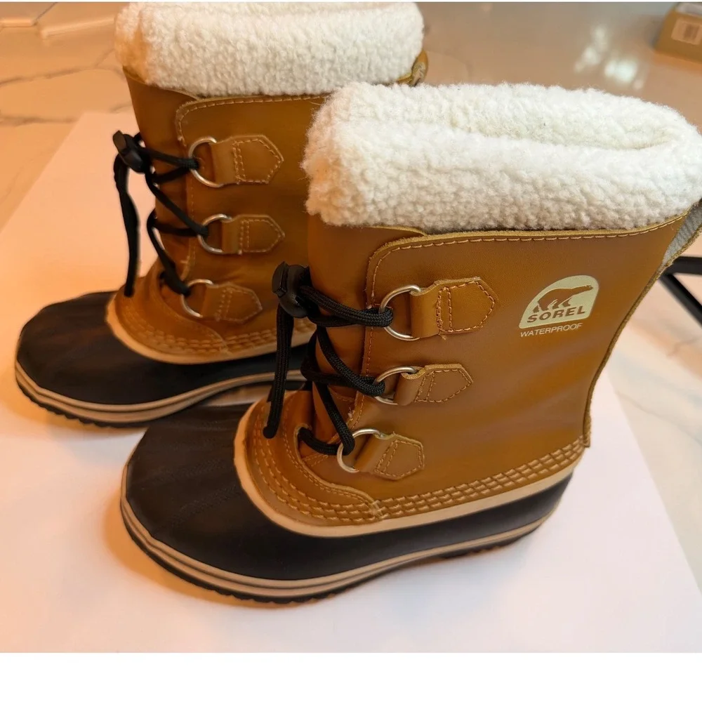 Sorel Kids Yoot Pac Nylon Waterproof Snow Boots Buff Black NY1443-259 Size 3
